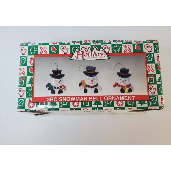 Vintage World Bazaar 3 Piece Snowman Bells Ornament Set - Picture 5 of 8